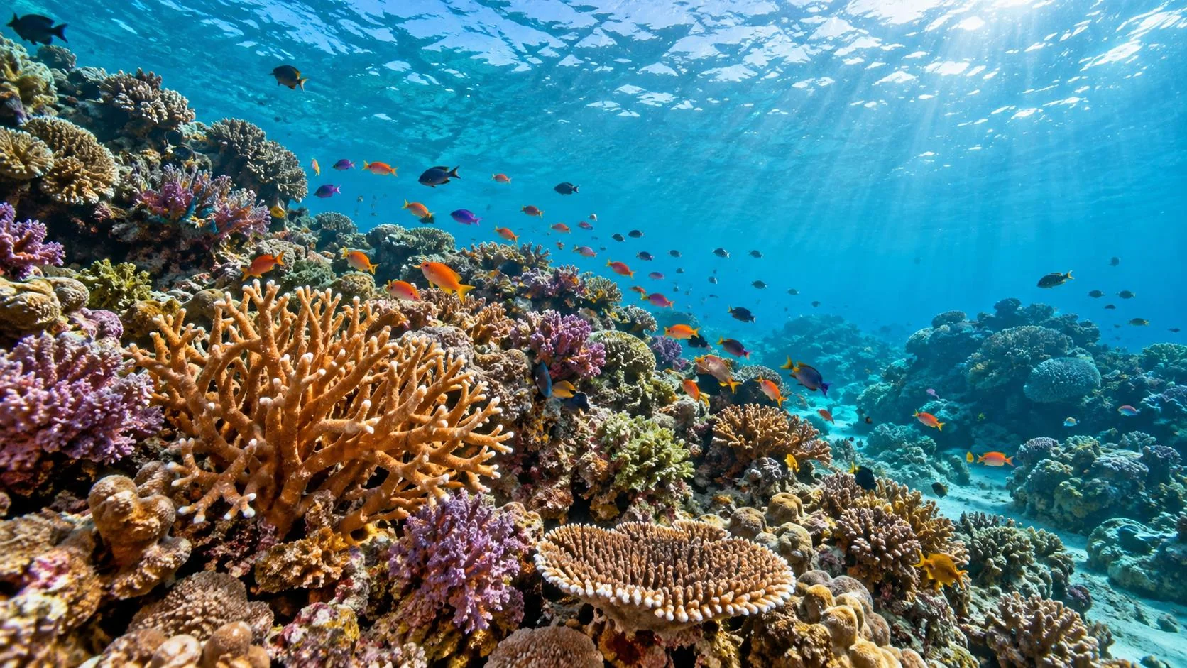 Scuba diver exploring a colourful coral reef in Timor-Leste